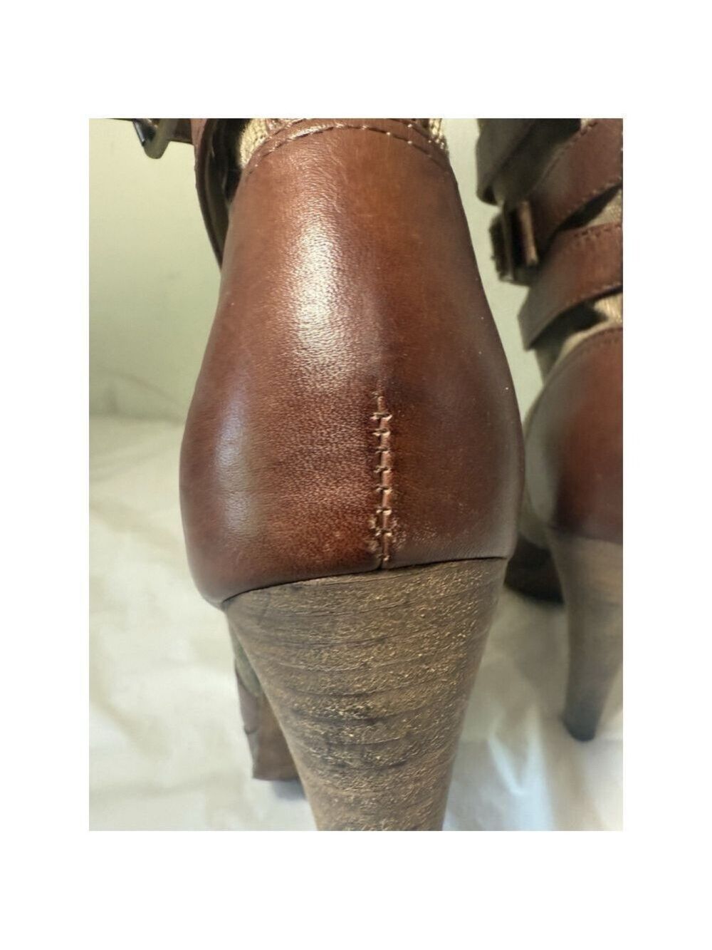 FRYE Boots Women 7M Harlow Brown Leather And Canvas - Picture 13 of 14